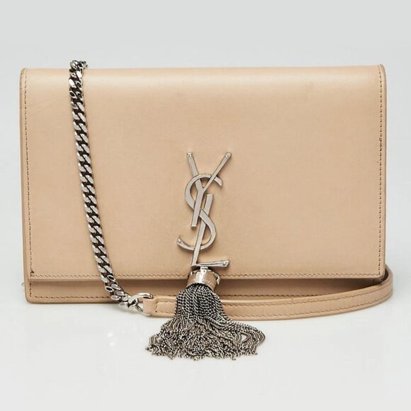 Yves Saint Laurent Beige Smooth Leather Kate Tassel Wallet on Chain Bag - Picture 1 of 12